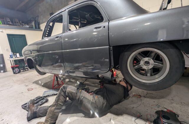 James working on wiring beneath the Mk1 Ford Zodiac